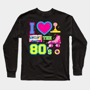 Retro 80's Party Girl Funny Cute Vintage Party Costume Women Long Sleeve T-Shirt